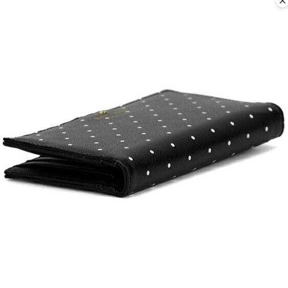 Kate Spade Polka Dot Wallet Slim Bifold Black White Pre-owned - Picture 2 of 7